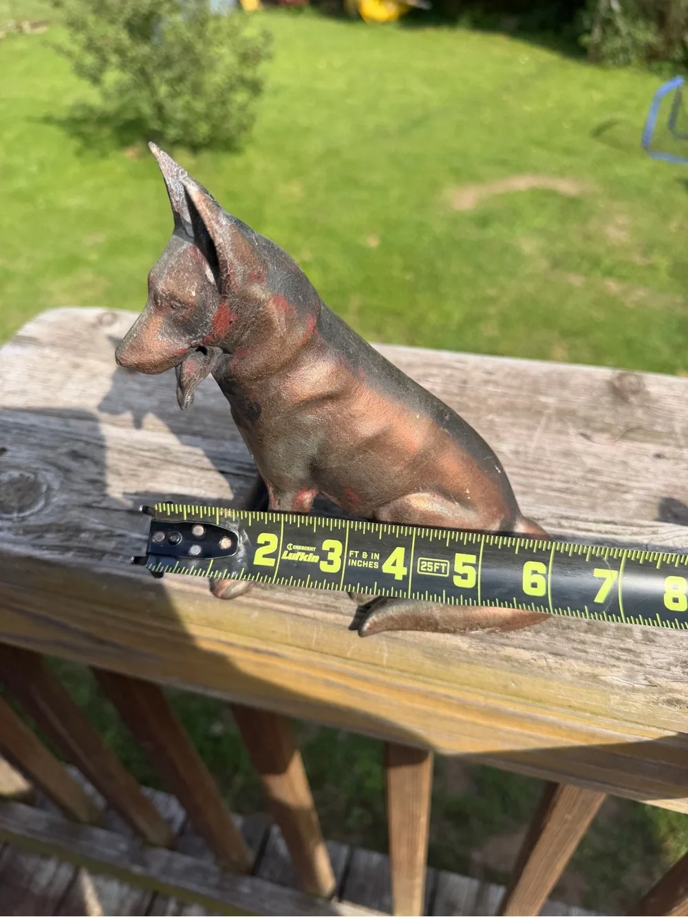 Vintage German Shepherd Dog Figurine Sitting Pose Metal Statue Copper 7.75”